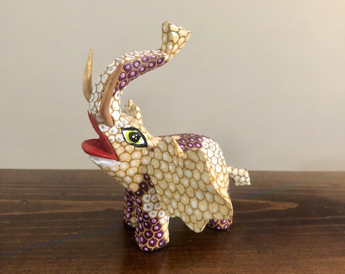 Handcrafted Alebrije Elephant Woodcarving by Esperanza Martinez of Oaxaca, Mexico