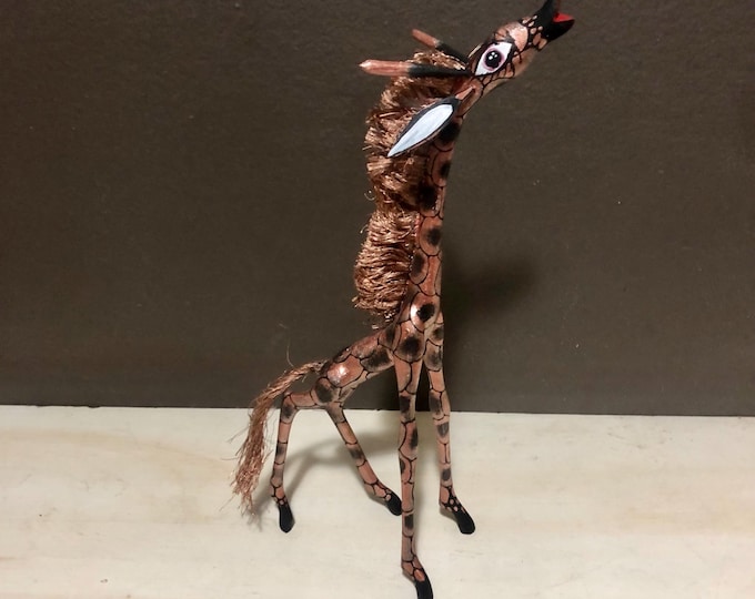 Handcrafted Alebrije Giraffe Woodcarving by Esperanza Martinez from Oaxaca, Mexico