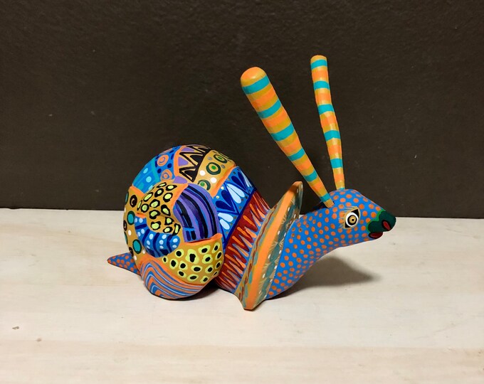 Alebrije Snail Handcrafted Wood Carving by Michelle Fuentes from Oaxaca, Mexico.