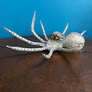 Alebrije Squid Wood Carving by Esperanza Martinez from Oaxaca, Mexico.