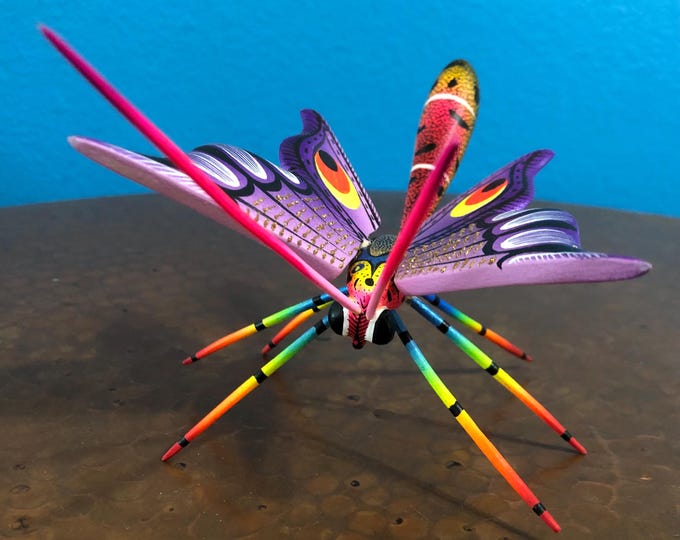 Alebrije Butterfly Handcrafted Wood Carving by Zeny Fuentes & Reyna Piña from Oaxaca, Mexico.
