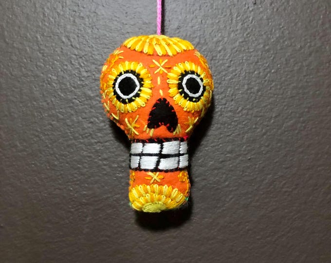 Hand Sewn Stuffed Calavera Plush Toy Hanging Ornament
