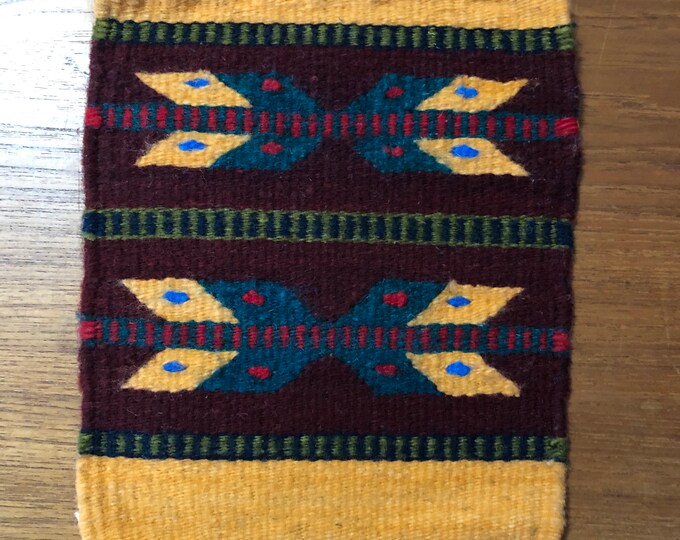 Zapotec hand woven merino wool trivet hot pad 8” x 9”