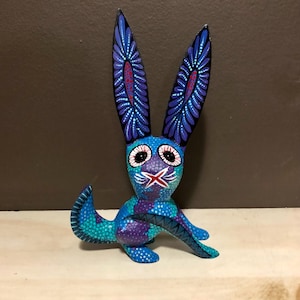 Alebrije Rabbit Wood Carving by Esperanza Martinez from Oaxaca, Mexico.