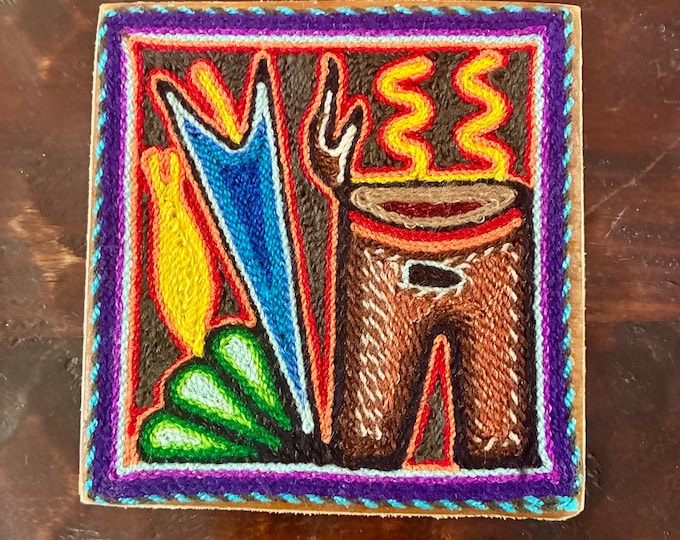 Huichol Yarn Art Nierika (4” x 4”) from Nayarit, Mexico