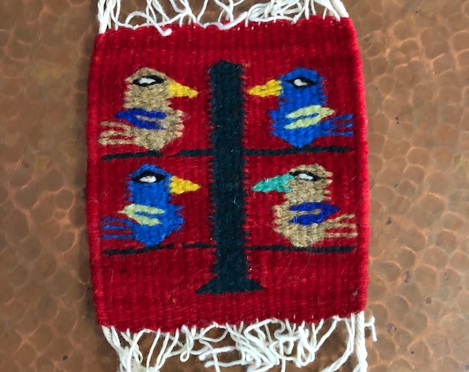 Zapotec hand woven merino wool drink coaster