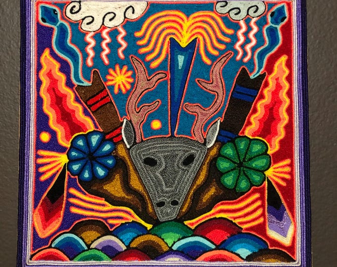 Huichol Yarn Art Nierika (11.75” x 11.75”) from Nayarit, Mexico