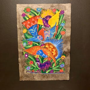 Handmade Amate Bark Paper Art: Otomi Birds, Animals, Flowers