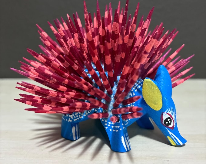 Alebrije Wood Carving Porcupine from Oaxaca, Mexico by Esperanza Martinez