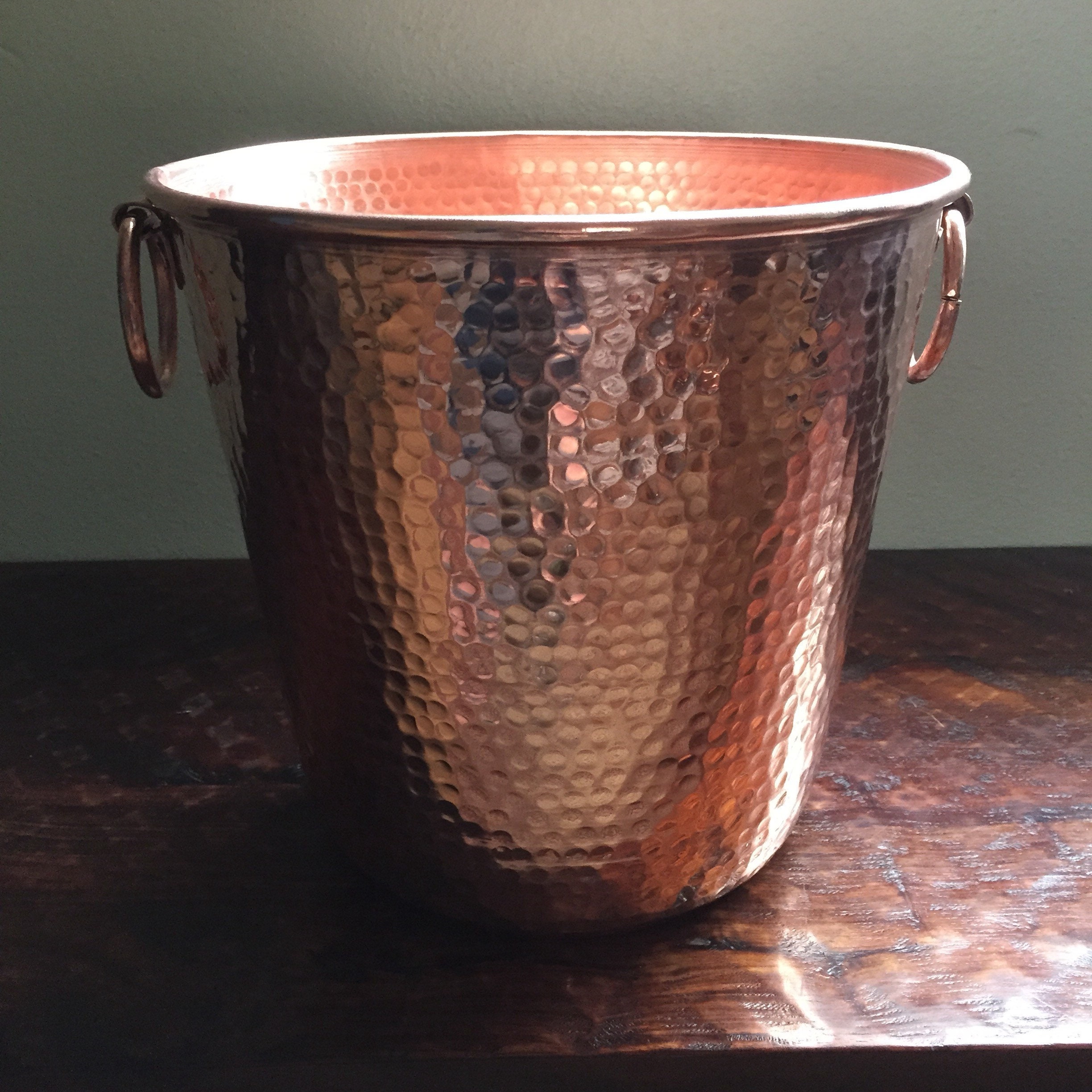 Hammered Copper wine bottle chiller / ice bucket (10 1/2 diameter)
