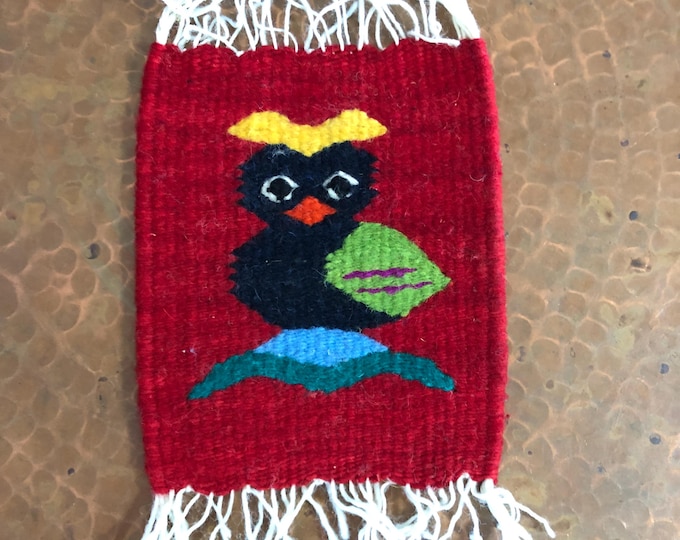 Zapotec hand woven merino wool drink coaster
