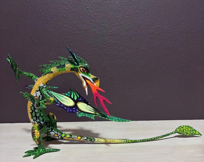 Hand Carved Wood Alebrije Dragon by Esperanza Martinez