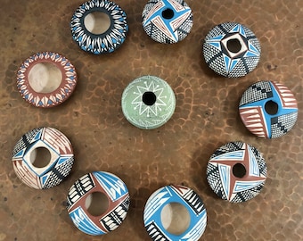 Lot of 10 Mata Ortiz ollas handmade pots (Chihuahua, Mexico)
