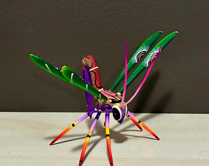 Alebrije Dragonfly Handcrafted Wood Carving by Zeny Fuentes & Reyna Piña from Oaxaca, Mexico.