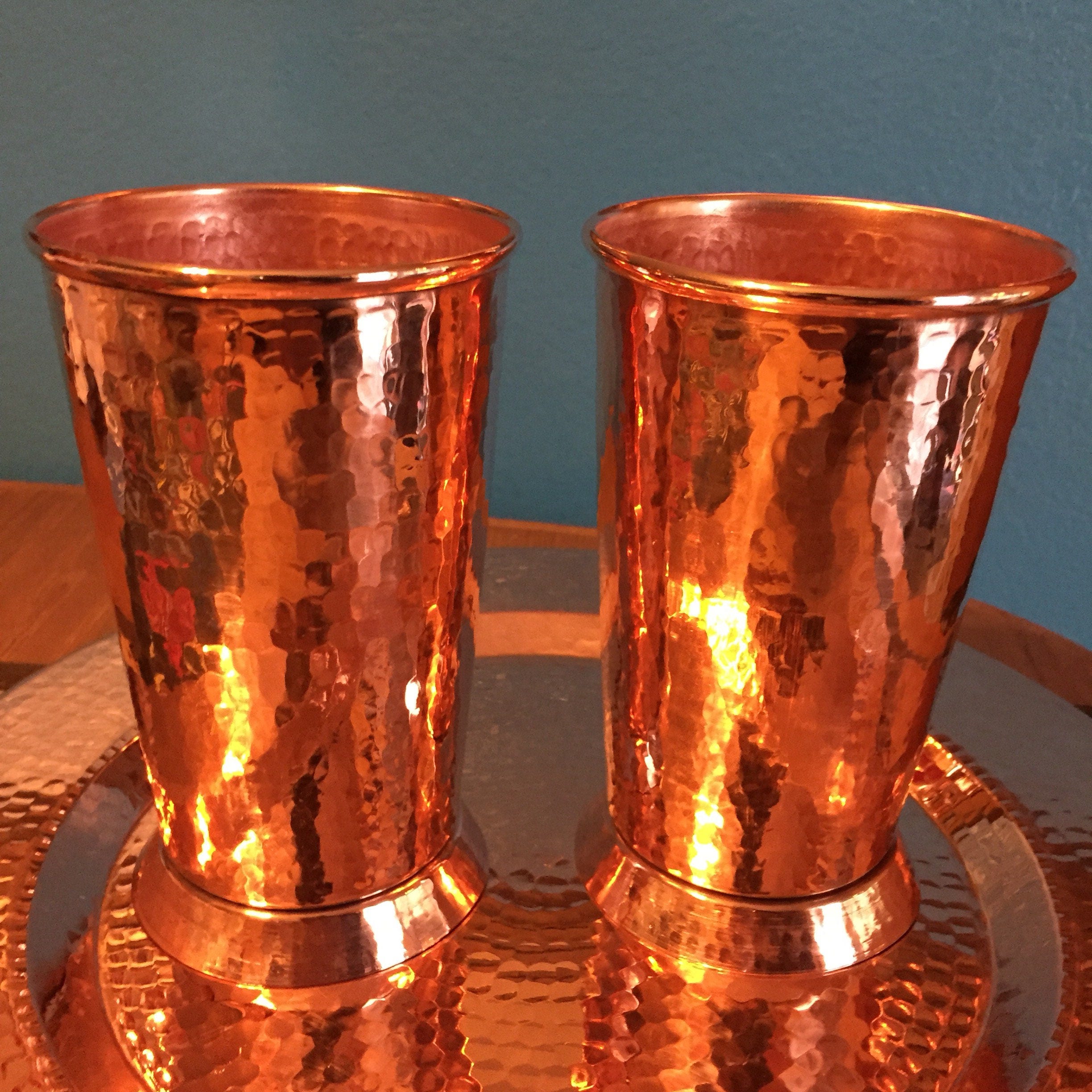 18oz Moscow Mule Hammered Copper Tumbler, tapered w/ pedestal base