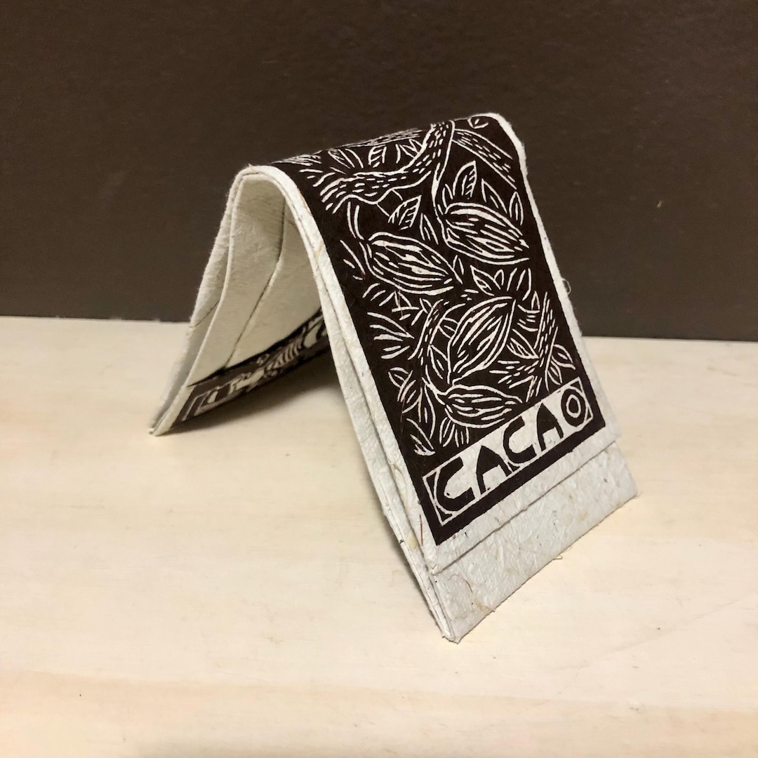Handmade Paper Wallet With Linocut Print on Cornhusk Paper - Etsy