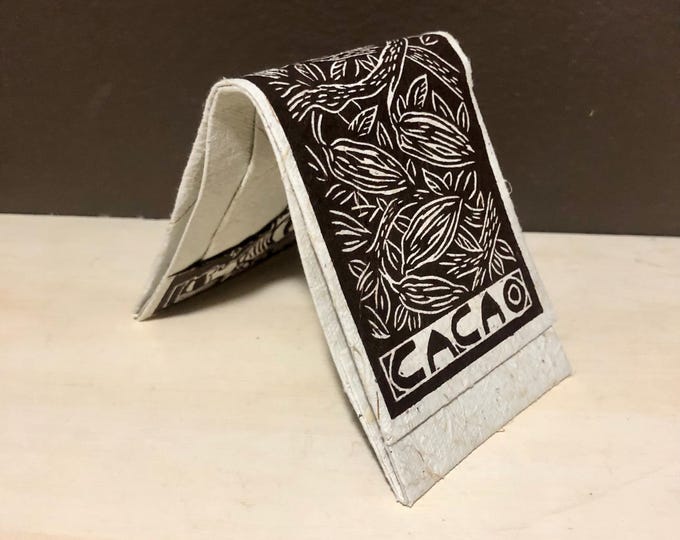 Handmade Paper Wallet with Linocut Print on Cornhusk Paper