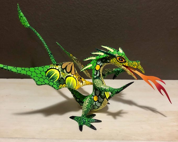 Hand Carved Wood Alebrije Dragon by Esperanza Martinez