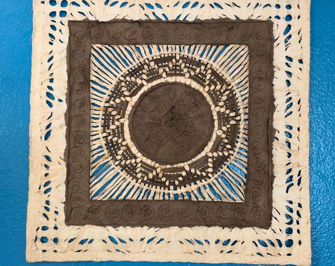 Handmade Amate Bark Paper Wall Art from Mexico (11 3/4" x 11 3/4")