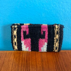 Portefeuille/porte-monnaie zapotèque en laine mérinos tissé à la main avec fermeture éclair env. 5 1/2" x 3"