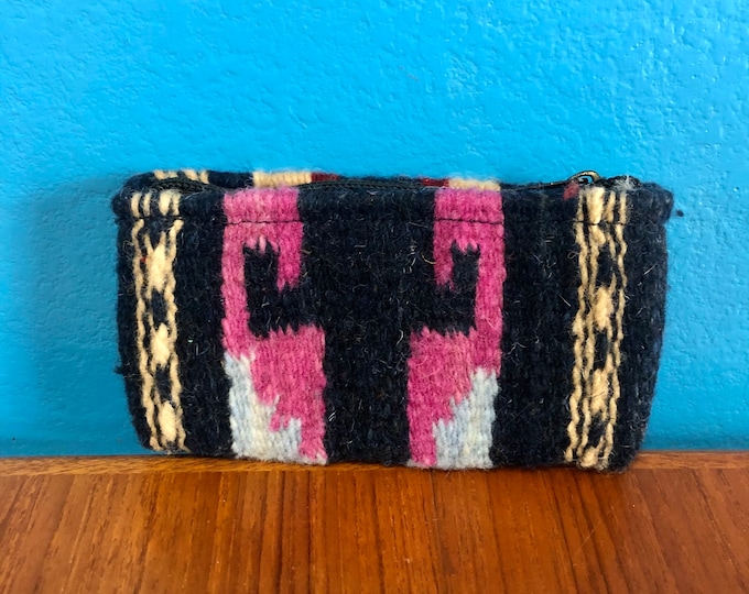 Zapotec hand woven merino wool wallet / change purse with zipper approx. 5 1/2” x 3”