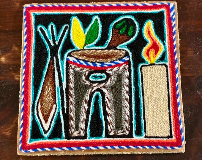 Huichol Yarn Art Nierika (4” x 4”) from Nayarit, Mexico