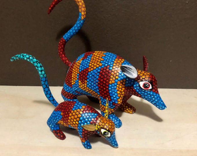 Alebrije Opossum and baby Opossum by Esperanza Martinez