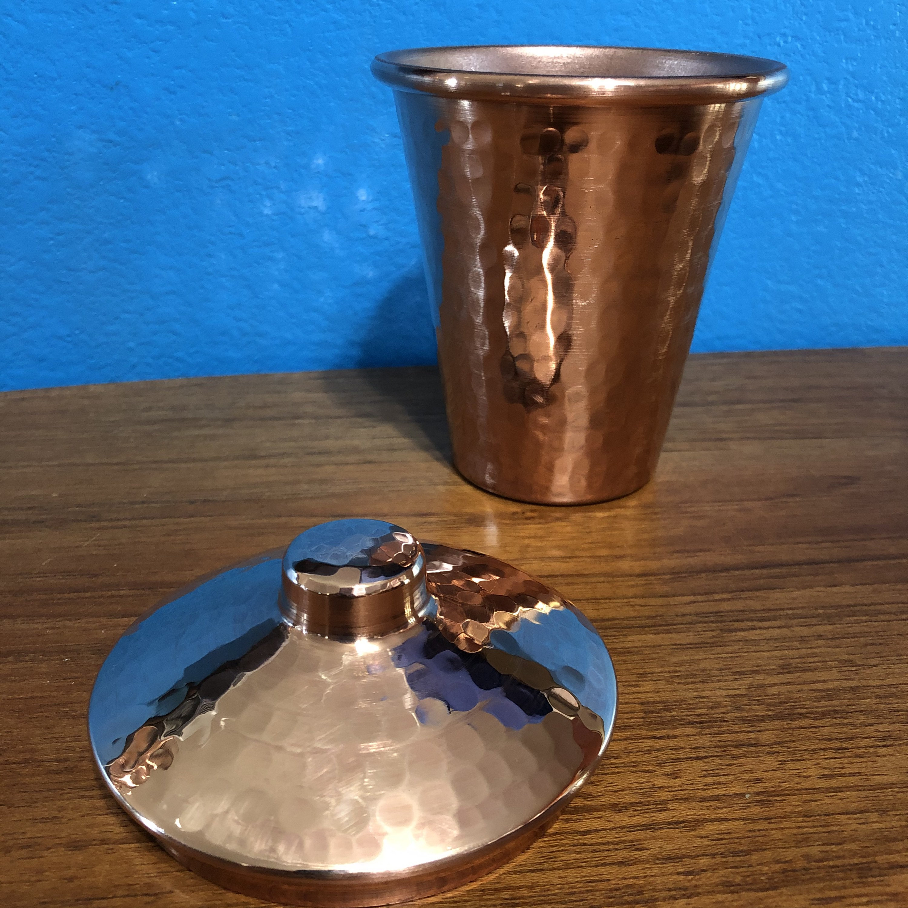 12oz Pure Hammered Copper Tumbler Water Cup with Lid