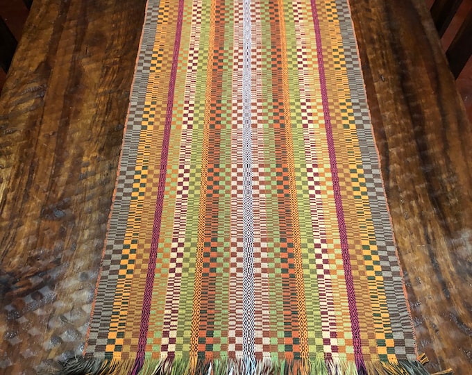 Handwoven Cotton Table Runner / centerpiece from Otavalo, Ecuador- 40” x 18”