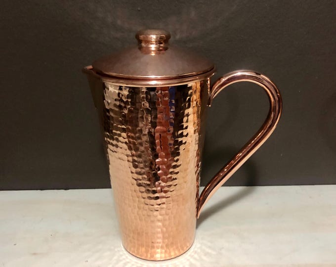 Hammered Copper Pitcher with lid - 1.5 L capacity, 100% pure copper