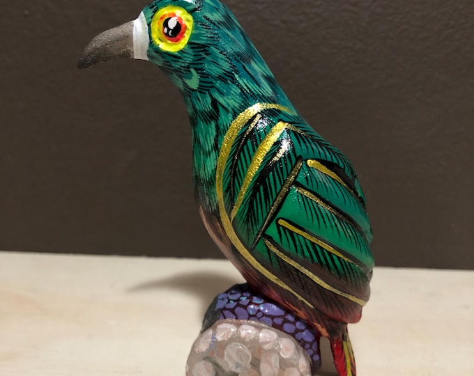 Hand-Carved Wood Alebrije Bird by Esperanza Martinez from Oaxaca, Mexico