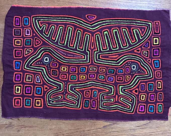 Authentic Guna (Kuna) Mola Textile Art Panel - Hand-Stitched Reverse Appliqué
