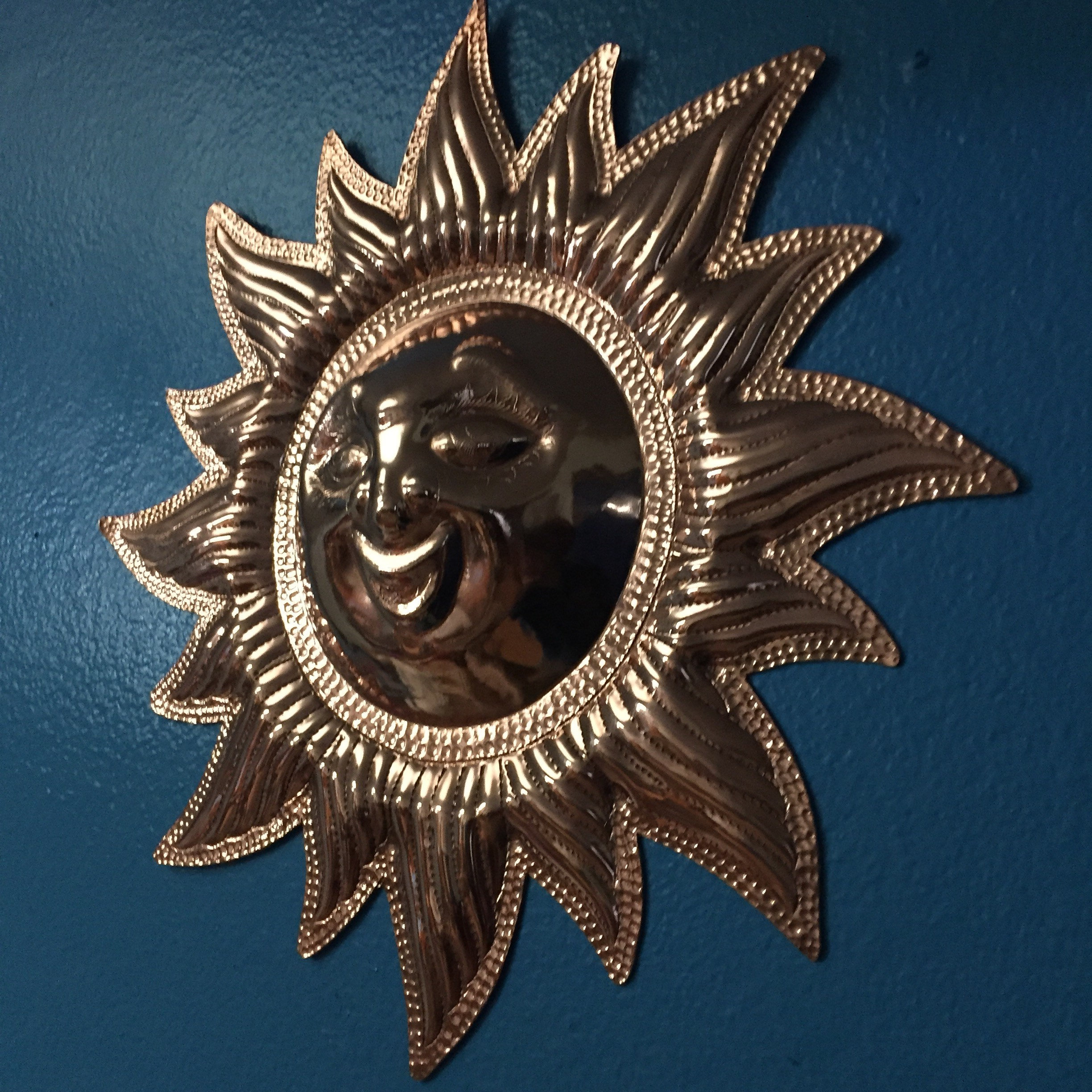 Handcrafted Pure Hammered Copper Sun 12 Diameter