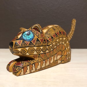 Alebrije Cat Wood Carving by Roberto and Esperanza Martinez from Oaxaca, Mexico