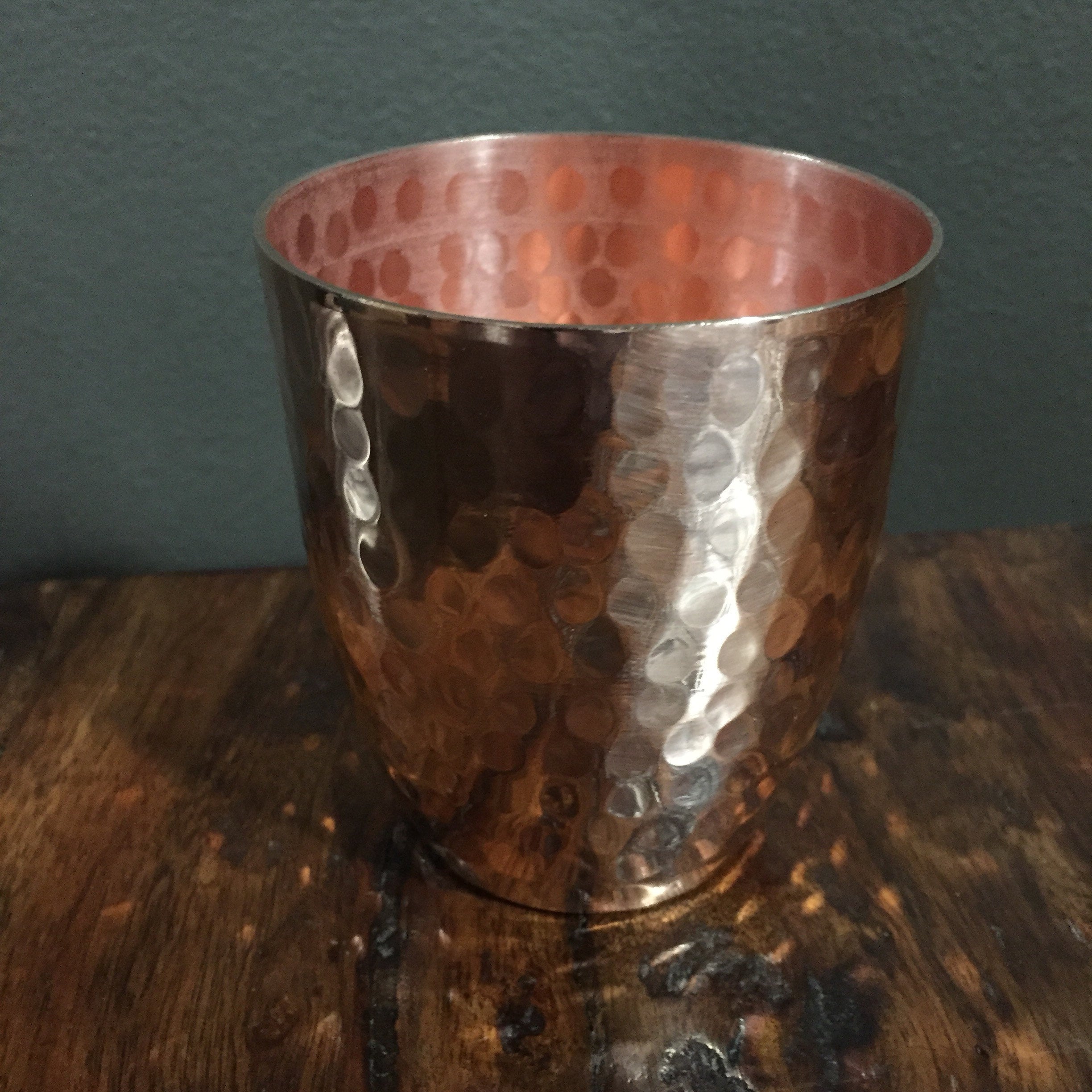 2-pack of handcrafted heavy gauge hammered copper 12oz water cup ...