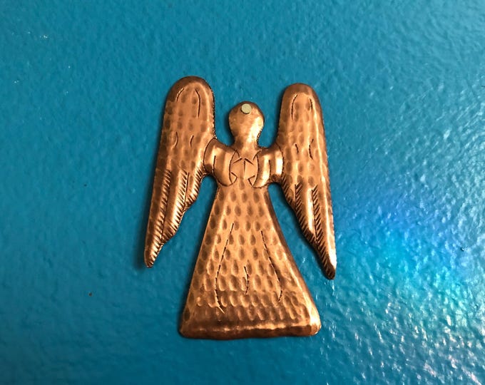 Handcrafted Hammered Copper Angel Christmas Tree Ornament