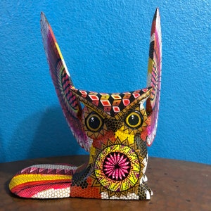 Alebrije Owl Wood Carving by Roberto and Esperanza Martinez from Oaxaca, Mexico.