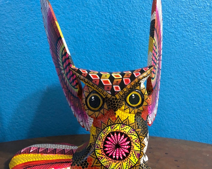 Alebrije Owl Wood Carving by Roberto and Esperanza Martinez from Oaxaca, Mexico.
