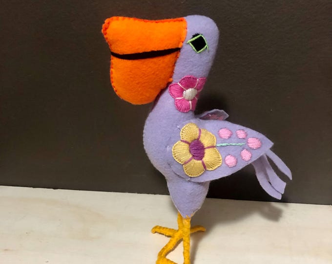 Hand Sewn Stuffed Animal Pelican Plush Toy
