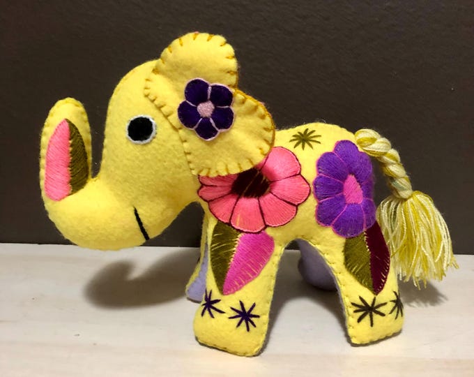 Hand Sewn Stuffed Animal Elephant Plush Toy