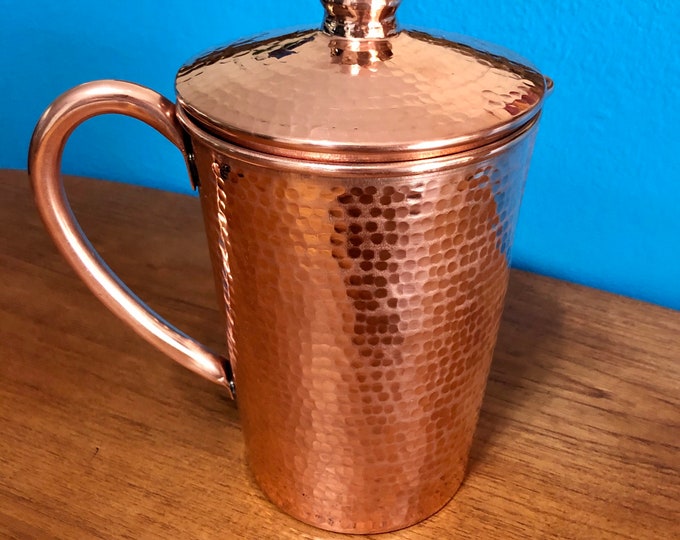 Pure Hammered Copper Pitcher with Lid - 2.5 Liters, 100% pure copper
