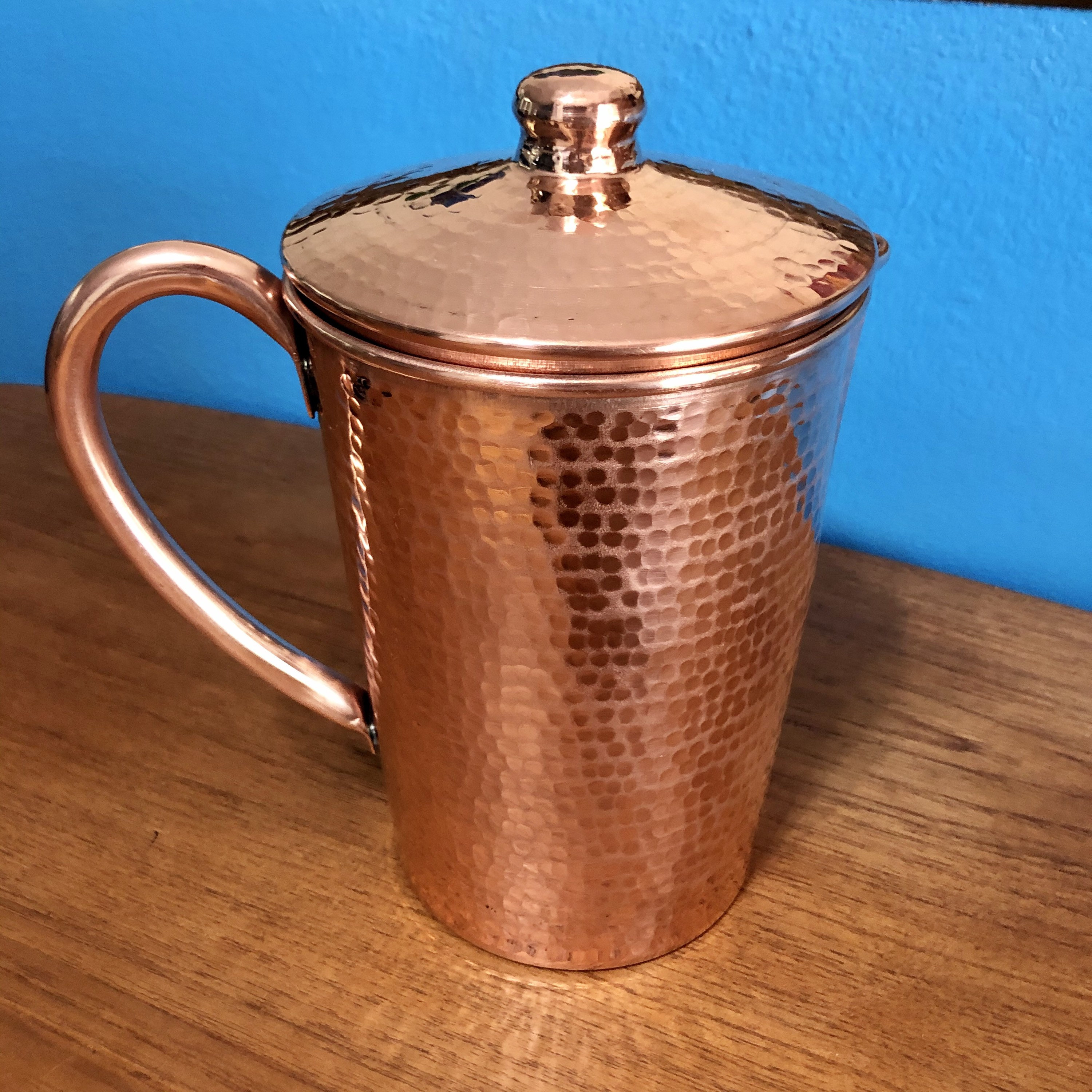 100% Pure Copper Pitcher with Lid by Copper Mules