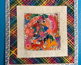 Handmade Amate Bark Paper Wall Art: Colorful Animal Design