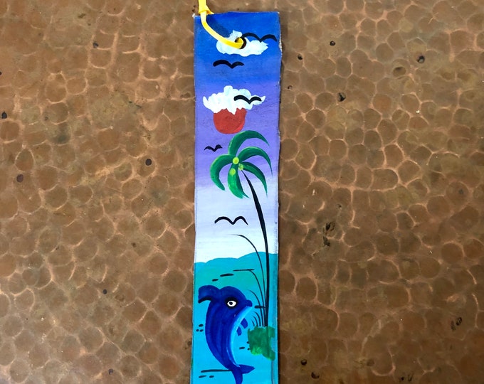 Handpainted Amate Paper Bookmark with Dolphin
