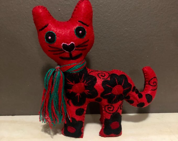 Hand Sewn Stuffed Animal Cat Plush Toy