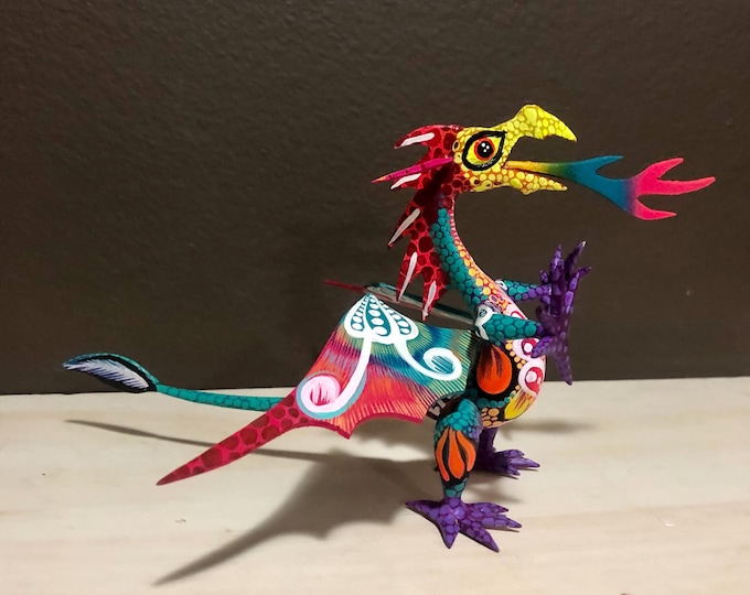 Hand Carved Wood Alebrije Dragon by Esperanza Martinez