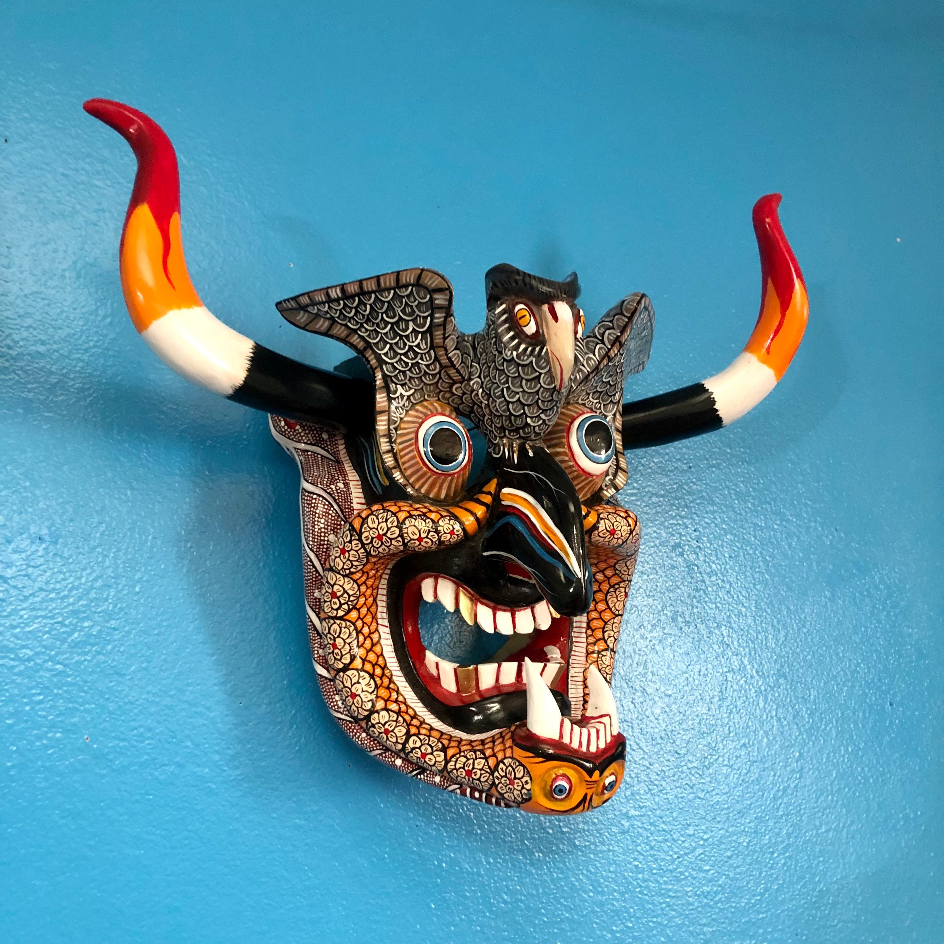 Large Mexican Decorative Indigenous Diablo Wall Mask. -  Israel