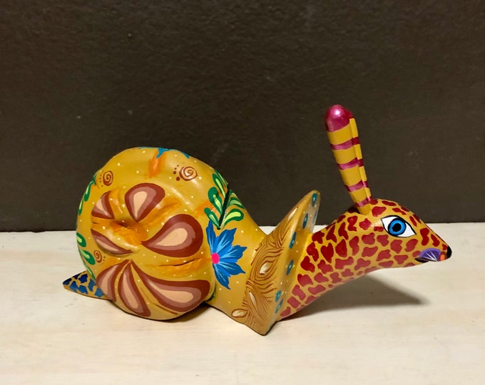 Alebrije Snail Handcrafted Wood Carving by Michelle Fuentes from Oaxaca, Mexico.