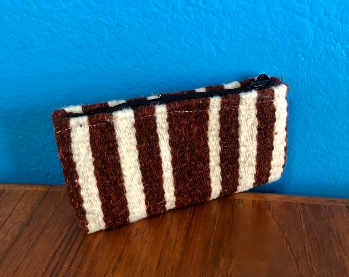 Zapotec hand woven merino wool wallet / change purse with zipper approx.  5 1/2” x 3”