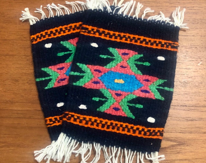 Zapotec hand woven merino wool coasters - set of two (5.5” x 7”)